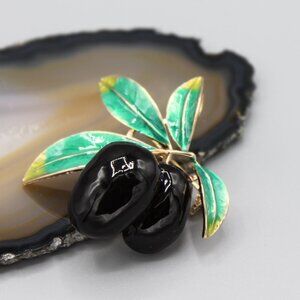 Olives jewelry pin brooch pendant fashion black purple yellow gold tone elegant
